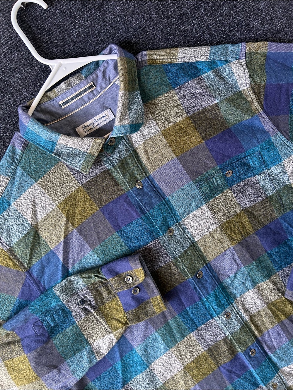 Tommy Bahama Canyon Beach Flannel Shirt 2XLT Blue Plaid